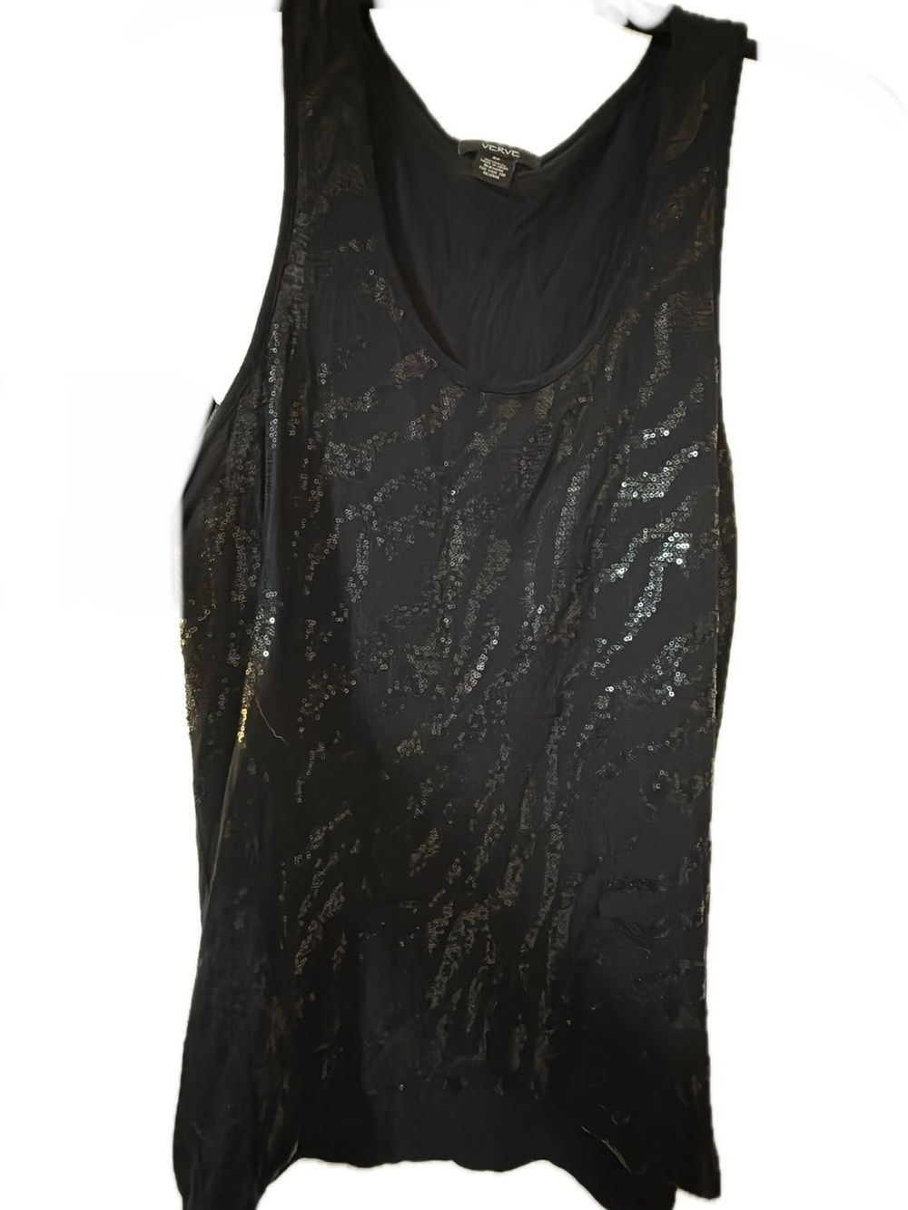 Venezia Black Sequin Animal Pint Accent Tank Top